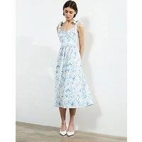 French Connection Floral Print Crepe Bow-Tie Sleeveless A-Line Midi Dress