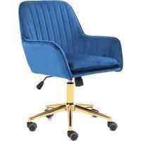 Velvet Upholstered Swivel Office Chair - 3 Colours! - Blue