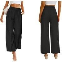 Women'S Casual Wide-Leg Trousers With Pockets In 6 Sizes & 5 Colours - Brown