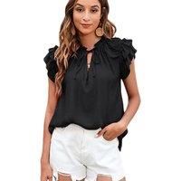 Women'S Short Sleeve V-Neck Blouse - 5 Uk Sizes & 4 Colours - Pink