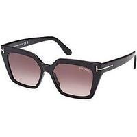 Tom Ford WINONA FT 1030 Shiny Black/Light Violet Shaded 53/15/140 women Sunglasses
