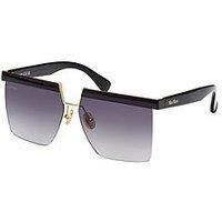 Max Mara Flat Geometric Oversized Sunglasses - Shiny Black
