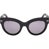 Smoke Mirror Lens Shiny Black Thick Framed Sunglasses
