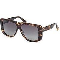Max Mara Dark Havana Shield Sunglasses