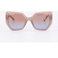 Guess Geometric Oversized Sunglasses - Shiny Beige