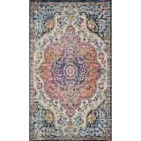 Livabliss Rabat Vintage Rug - Area Rugs Living Room 160x230 cm, Dining Floor, Kitchen, Traditional Multicoloured Boho Style, Easy Care Pile, Bohemian Large Rug, Pink, Blue, Yellow, Cream