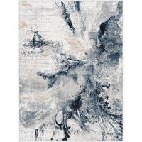 Livabliss New York Abstract Rug - Area Rugs Living Room 220x274 cm, Dining Room, Lounge, Kitchen, Bedroom - Modern Marble Large Rug, Soft Luxurious Easy Care Medium Pile, Blue, Grey and Beige