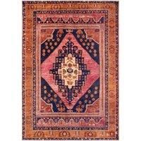 Livabliss Ezbet Machine Washable Rug - Vintage Area Rugs Living Room, Large Rug 160x220 cm - Traditional Boho Style, Dining Room, Kitchen, Outdoor, Hallway - Dark Blue, Rose, Burnt Orange