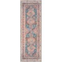 Livabliss Faraoun Machine Washable Rug - Vintage Area Rugs Living Room, Large Rug 200x275 cm - Traditional Boho Rug Style, Dining Room, Kitchen, Outdoor, Hallway - Coral, Blue, Brown, Cream Rug