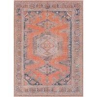 Livabliss Tessot Machine Washable Rug - Vintage Area Rugs Living Room, Large Rug 200x275 cm - Traditional Boho Rug Style, Dining Room, Kitchen, Outdoor, Hallway - Burnt Orange, Blue, Tan Rug