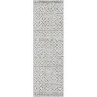 Livabliss Nagano Geometric Rug, Scandi Area Rugs Living Room 80x220 cm, Dining, Kitchen, Neutral, Abstract Patterned Rugs, Boho Style, Easy Care Pile, Large Rug, White and Grey