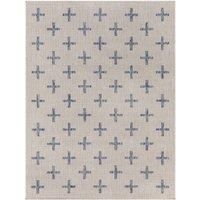 Livabliss Sannat Indoor Outdoor Rug - Large Boho Rugs for Living Room 200x275 cm Dining, Kitchen Carpet, Patterned Neutral and Coloured Rugs, Waterproof, Stain Durable - Cream, Dark Blue
