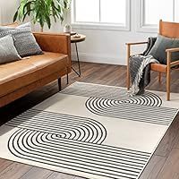 Surya Hialeah Abstract Rug - Area Rugs for Living Room, Dining, Lounge, Bedroom - Marble Rug, Soft Medium Pile Large Rug for Easy Care - Modern Rugs Living Room 200x274cm Neutral Ivory and Black Rug