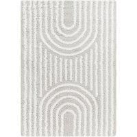 Livabliss Kalba Shaggy Rug - Modern Berber Rugs Living Room, Large 160x220 cm, Soft Shaggy Rugs for Bedroom - Neutral Boho Fluffy Rug, Easy Care Plush Thick Pile - Light Grey and White