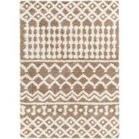 Livabliss Dubai Shaggy Rug - Modern Berber Rugs Living Room, Large 160x220 cm, Soft Shaggy Rugs for Bedroom - Neutral Boho Fluffy Rug, Easy Care Plush Thick Pile - Brown and Ivory