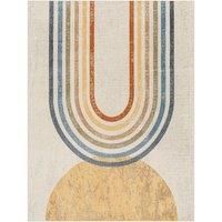 Livabliss Asuncion Machine Washable Rug - Modern Area Rugs Living Room, Large Rug 160x213 cm - Traditional Boho Style, Dining Room, Kitchen, Outdoor, Hallway - Ivory, Blue, Orange