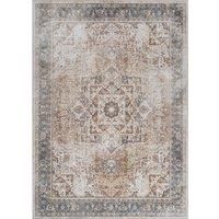 Livabliss Bridgetown Machine Washable Rug - Vintage Area Rugs Living Room, Large Rug 200x274 cm - Traditional Boho Style, Dining Room, Kitchen, Outdoor, Hallway - Cream and Rust