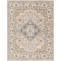 Livabliss Manama Machine Washable Rug - Vintage Area Rugs Living Room, Large Rug 200x275 cm - Traditional Boho Style, Dining Room, Kitchen, Outdoor, Hallway - Beige, Blue and Dark Orange
