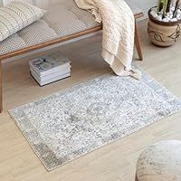 Livabliss Riffa Machine Washable Rug - Vintage Runner Rugs Living Room, 66x115 cm - Traditional Boho Rug Style, Dining Room, Kitchen, Outdoor, Hallway - Beige and Grey