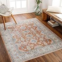 Livabliss Tazoult Machine Washable Rug - Vintage Runner Rugs Living Room, 66x115 cm - Traditional Boho Rug Style, Dining Room, Kitchen, Outdoor, Hallway - Rust, Blue, Beige
