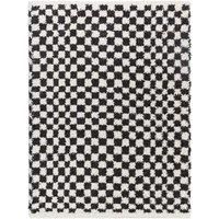 Livabliss Burgas Shaggy Rug - Modern Berber Rugs Living Room, Large 160x213 cm, Soft Shaggy Rugs for Bedroom - Neutral Boho Fluffy Rug, Easy Care Plush Thick Pile - Black and White