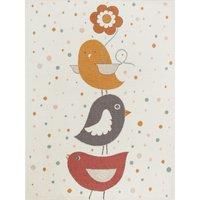 Livabliss Birds Kids Rug - Childrens Rugs for Bedroom 160x213 cm, Animal Kids Carpet for Girls & Boys Bedroom, Playroom and Nursery Rugs, Baby Rug for Girl or Boy Room, Ivory, Mustard, Pink