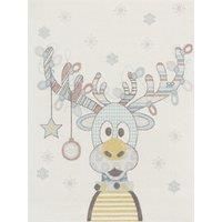 Livabliss Reindeer Kids Rug - Childrens Rugs for Bedroom 80x150 cm, Animal Kids Carpet for Girls & Boys Bedroom, Playroom and Nursery Rugs, Baby Rug for Girl or Boy Room, Ivory and Blue