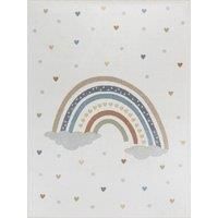 Livabliss Rainbow Washable Kids Rug - Childrens Rugs for Bedroom 120x170 cm, Machine Washable Animal Rug for Girls & Boys Bedroom, Playroom and Nursery Rugs - Girl, Boy, Baby, Kids Carpet, Cream