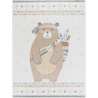 Livabliss Bear Washable Kids Rug - Childrens Rugs for Bedroom 80x150 cm, Machine Washable Animal Rug for Girls & Boys Bedroom, Playroom and Nursery Rugs - Girl, Boy, Baby, Kids Carpet, Beige