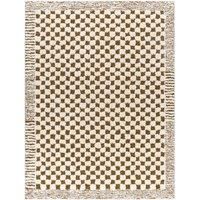 Livabliss Sanluri Shaggy Rug - Modern Berber Rugs Living Room, Large 160x213 cm, Soft Shaggy Rugs for Bedroom - Neutral Boho Fluffy Rug, Easy Care Plush Thick Pile - Ivory and Brown