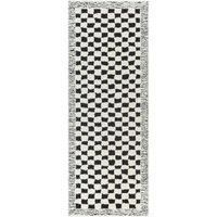 Livabliss Sanluri Shaggy Rug - Modern Runner Rugs Living Room, Hallway 80x220 cm, Soft Shaggy Rugs for Bedroom - Neutral Boho Fluffy Rug, Easy Care Plush Thick Pile - Ivory and Black