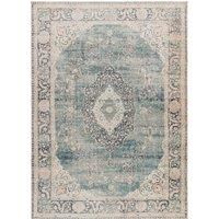 Livabliss x Becki Owens Marlene Vintage Rug - Area Rugs Living Room 198x275 cm, Dining Floor, Kitchen, Traditional Multicoloured Boho Style, Easy Care Pile, Bohemian Large Rug, Cream, Blue, Grey