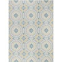 Livabliss Aveiro Indoor Outdoor Rug - Large Boho Rugs for Living Room 160x228 cm Dining, Kitchen Carpet, Patterned Neutral & Coloured Rugs, Waterproof, Stain Durable - Ivory, Blue, Mustard