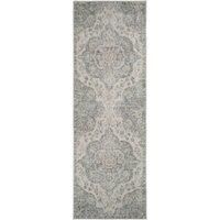 Livabliss Rabat Vintage Rug - Hallway Runner Rugs Living Room 80x230 cm - Scandi Neutral Rug, Traditional Patterned Boho Style, Natural Easy Care Pile - Hallway Runners, Beige and Blue