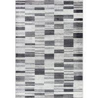 Livabliss Arena Geometric Rug - Scandi Area Rugs Living Room 160x220 cm, Dining, Kitchen - Neutral, Abstract Patterned Rugs, Boho Style, Easy Care Pile - Large Rug, Black Grey, White