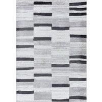 Livabliss Mileto Geometric Rug - Scandi Area Rugs Living Room 160x220 cm, Dining, Kitchen - Neutral, Abstract Patterned Rugs, Boho Style, Easy Care Pile - Large Rug, Black Grey, White