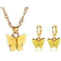 Butterfly Necklace & Earrings Set - 4 Colours! - Green