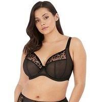 Elomi Women/'s Charley Embroidered Underwire Plunge Bra, Jet, 44DD