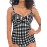 Freya Check in Plunge Tankini Top Monochrome Black 30GG