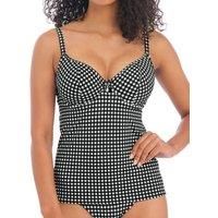 Freya Check in Plunge Tankini Top Monochrome Black 38E
