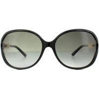 Gucci GG0076S Women Oval Designer Sunglasses Gloss Black Gold/Grey Gradient 60mm