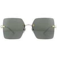 Gucci GG0644S 001 Sunglasses Women's Silver/Gold/Solid Grey Square Shape 56mm