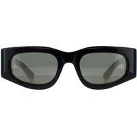 GUCCI GG1664S 001 Black Gold Ivory Grey Oval Unisex Sunglasses AUTHENTIC