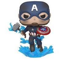 Funko 45137 POP Marvel: Endgame- Captain America w/BrokenShield & Mjolnir Capt A w/BrokenShield&Mjolnir Collectible Toy, Multicolour