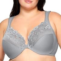 Glamorise Front-Closure Cotton Wonderwire Underwire Bra 1241 (Women/'s & Women/'s Plus) Silver