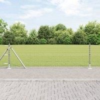 Fence Posts Set Set of 13 Grey Galvanised Steel 3.2 x 3.2 x 70 cm