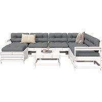 8 Piece Garden Sofa Set White Solid Wood Pine