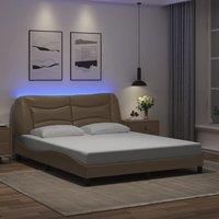 Bed Frame with LED without Mattress Cappuccino 160x200 cm