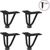 Hairpin Table Legs 4 pcs Black 10 cm Solid Steel