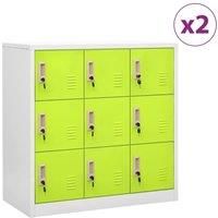 Locker Cabinets 2 pcs Light Grey and Green 90x45x92.5 cm Steel